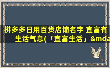 拼多多日用百货店铺名字 宜富有生活气息(「宜富生活」—发现你身边的美好生活！)